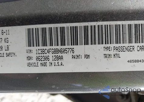 2011 Chrysler 200 Lx z USA, uszkodzony, nr VIN 1C3BC4FG8BN605776